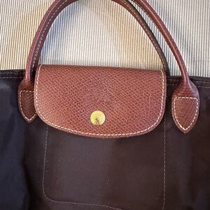 Long champ small Elegant Brown Leather Tote Bag